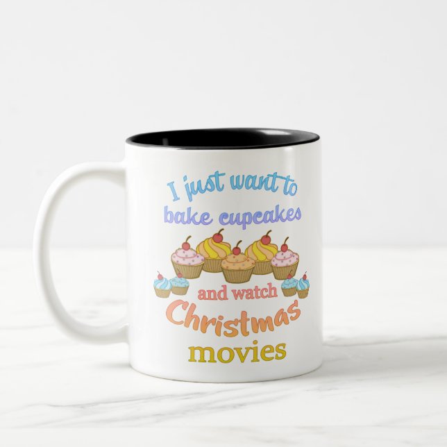Taza Bicolor Películas de Navidad y Cupcakes (Izquierda)