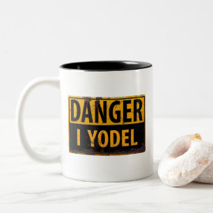 Taza Bicolor PELIGRO I YODEL signo gracioso gritar oxidado meta