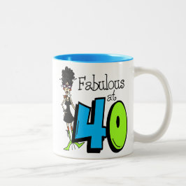 Taza Bicolor Pelo negro fabuloso en el cumpleaños 40