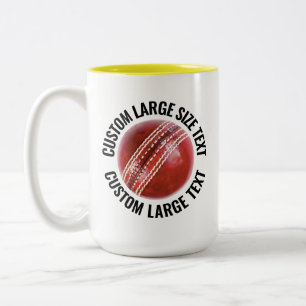 Taza Bicolor Pelota de Cricket & Texto Grande AMARILLO 15oz Per