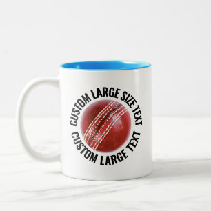 Taza Bicolor Pelota de Cricket & Texto Grande AZUL CLARO 11oz P