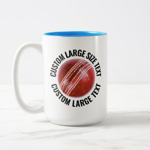 Taza Bicolor Pelota de Cricket & Texto Grande AZUL CLARO 425g P