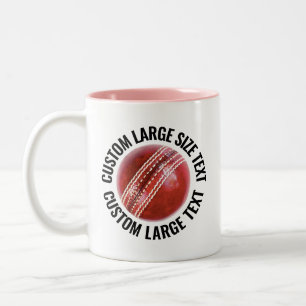 Taza Bicolor Pelota de Cricket & Texto Grande ROSA 11oz Persona