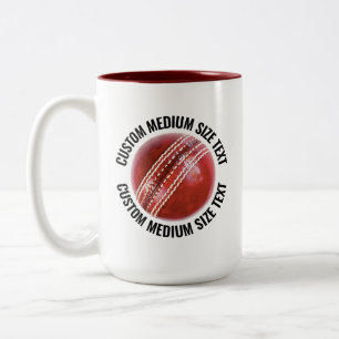 Taza Bicolor Pelota de Cricket & Texto Mediano MARRÓN 15oz Pers