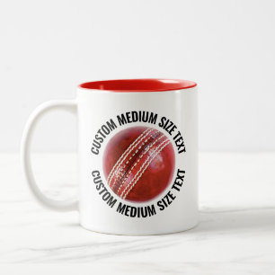 Taza Bicolor Pelota de Cricket & Texto Mediano ROJO 11oz Person