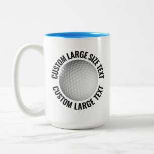 Taza Bicolor Pelota de Golf & Texto Grande AZUL CLARO 15oz Pers