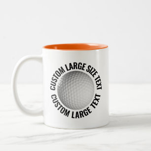 Taza Bicolor Pelota de Golf & Texto Grande NARANJA 11oz Persona