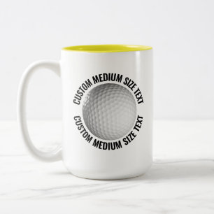 Taza Bicolor Pelota de Golf & Texto Mediano AMARILLO 15oz Perso