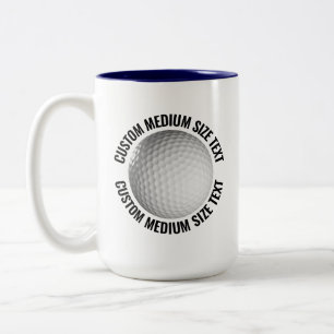 Taza Bicolor Pelota de Golf & Texto Mediano AZUL MARINO 15oz Pe