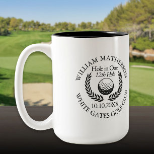 Taza Bicolor Pelota de Golf y Corona Personalizada "Hole in One