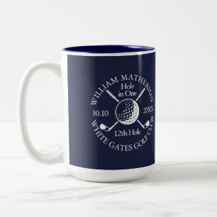Taza Bicolor Pelota de Golf y Palos Hole in One Azul Marino Per