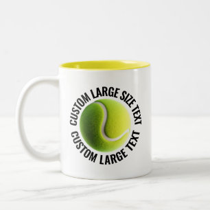 Taza Bicolor Pelota de Tenis & Texto Grande AMARILLO 11oz Perso