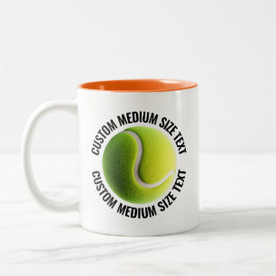 Taza Bicolor Pelota de Tenis & Texto Mediano NARANJA 11oz Perso