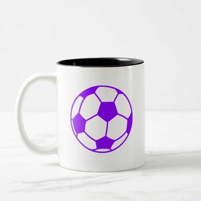 Taza Bicolor Pelota violeta de fútbol púrpura (Izquierda)