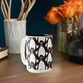 Taza Bicolor Penguin Morning Fiesta