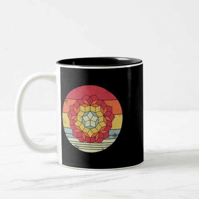 Taza Bicolor Penrose Tiling Kites Dards Mathematics Retro (Izquierda)