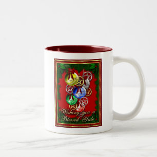 Taza Bicolor Pentagram bendecido del navidad de Yule Wicca