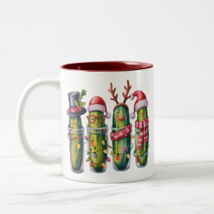 Taza Bicolor Pepino divertido de Navidad Pepinos de vacaciones 