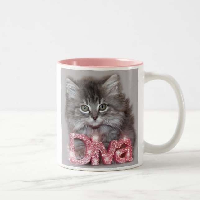 Taza Bicolor Pequeña Diva Kitty - "Mantén tu cola alta..."  (Derecha)