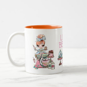 Taza Bicolor Pequeña panadería, magdalenas taza, Dos tonos cof
