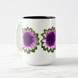 Taza Bicolor Pequeñas flores moradas hermosas