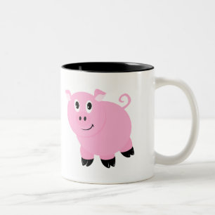 Taza Bicolor Pequeño cerdo lindo guarro rosado lindo