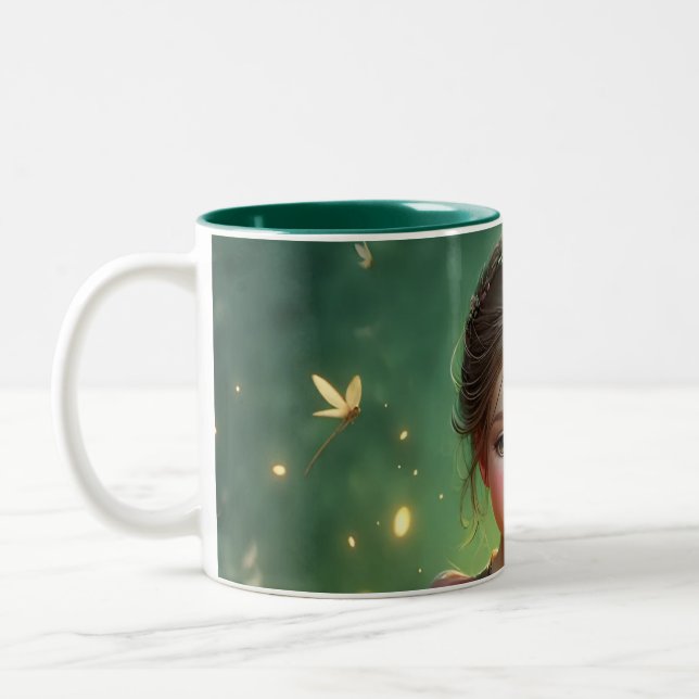 Taza Bicolor Pequeño guardián de dragones con mariposas (Izquierda)