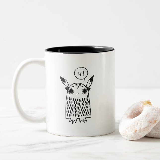 Taza Bicolor Pequeño monstruo lindo (Con donut)