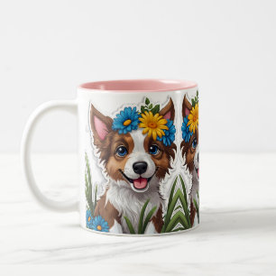 Taza Bicolor Pequeño y lindo dibujo a lápiz de perro