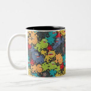 Taza Bicolor Pequeños monstruos graciosos
