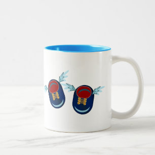 Taza Bicolor Pequeños zapatos alados cortos en azul y rojo