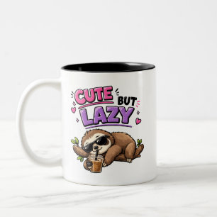 Taza Bicolor Perezoso lindo pero perezoso con café helado