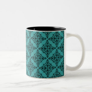 Taza Bicolor Perfectamente pulida Damask Mug, Verde azulada