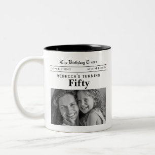Taza Bicolor Periódico Cumpleaños 50