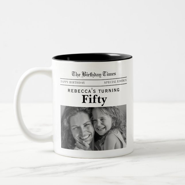 Taza Bicolor Periódico Cumpleaños 50 (Izquierda)