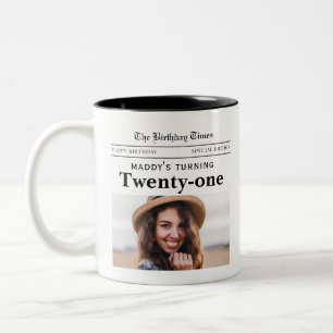 Taza Bicolor Periódico de cumpleaños 21