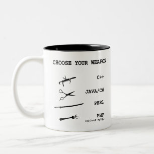 Taza Bicolor Perl, Java, sostenido de C, PHP, C++ Lenguaje de