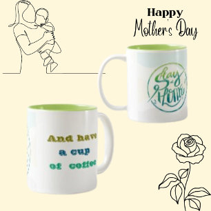 Taza Bicolor Permanecer en casa, tipografía, letras de texto