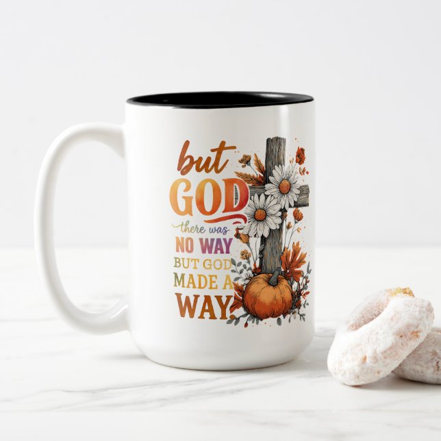 Taza Bicolor Pero Dios hizo un camino (Con donut)