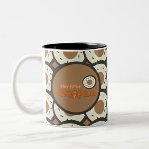 Taza Bicolor Pero Primero Donuts Glaseados de Café Marrón