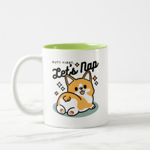 Taza Bicolor Pero primero, Nap - Personalizado de Corgi Butt