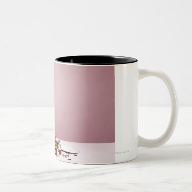Taza Bicolor Perrito con la torta en piso (Derecha)
