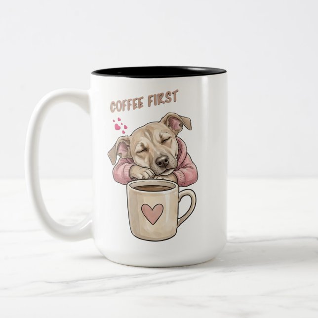 Taza Bicolor Perrito lindo durmiendo pacíficamente  (Izquierda)