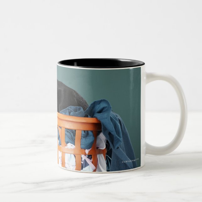 Taza Bicolor Perrito que miente en cesta de lavadero (Derecha)