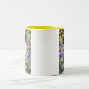 Taza Bicolor Perrito y flores del border collie