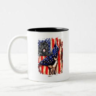 Taza Bicolor Perro acuático portugués patriótico perro bandera
