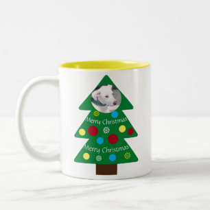 Taza Bicolor Perro blanco lindo árbol de Navidad colorido Añadi