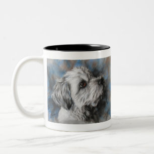 Taza Bicolor Perro blanquecino maltés/shih zu con esponjosidad
