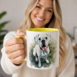 Taza Bicolor Perro Boxer en Acuarela