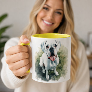 Taza Bicolor Perro Boxer en Acuarela